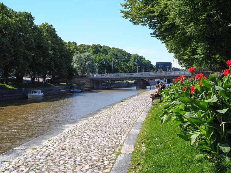 Aura river bank with traditional pavement