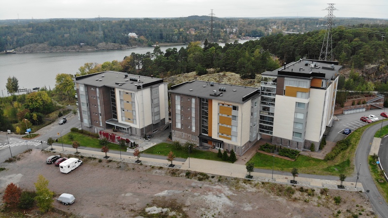 Newly built apartment buildings by the sea close to the center of Naantali in Humalisto.