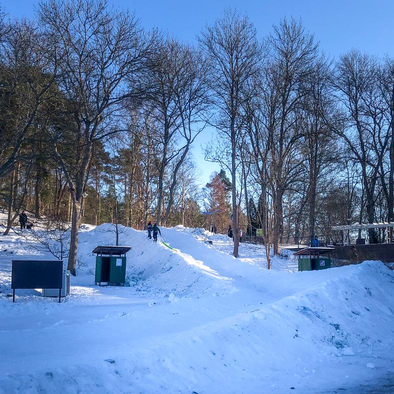 An organised sledding hill located in Naantali